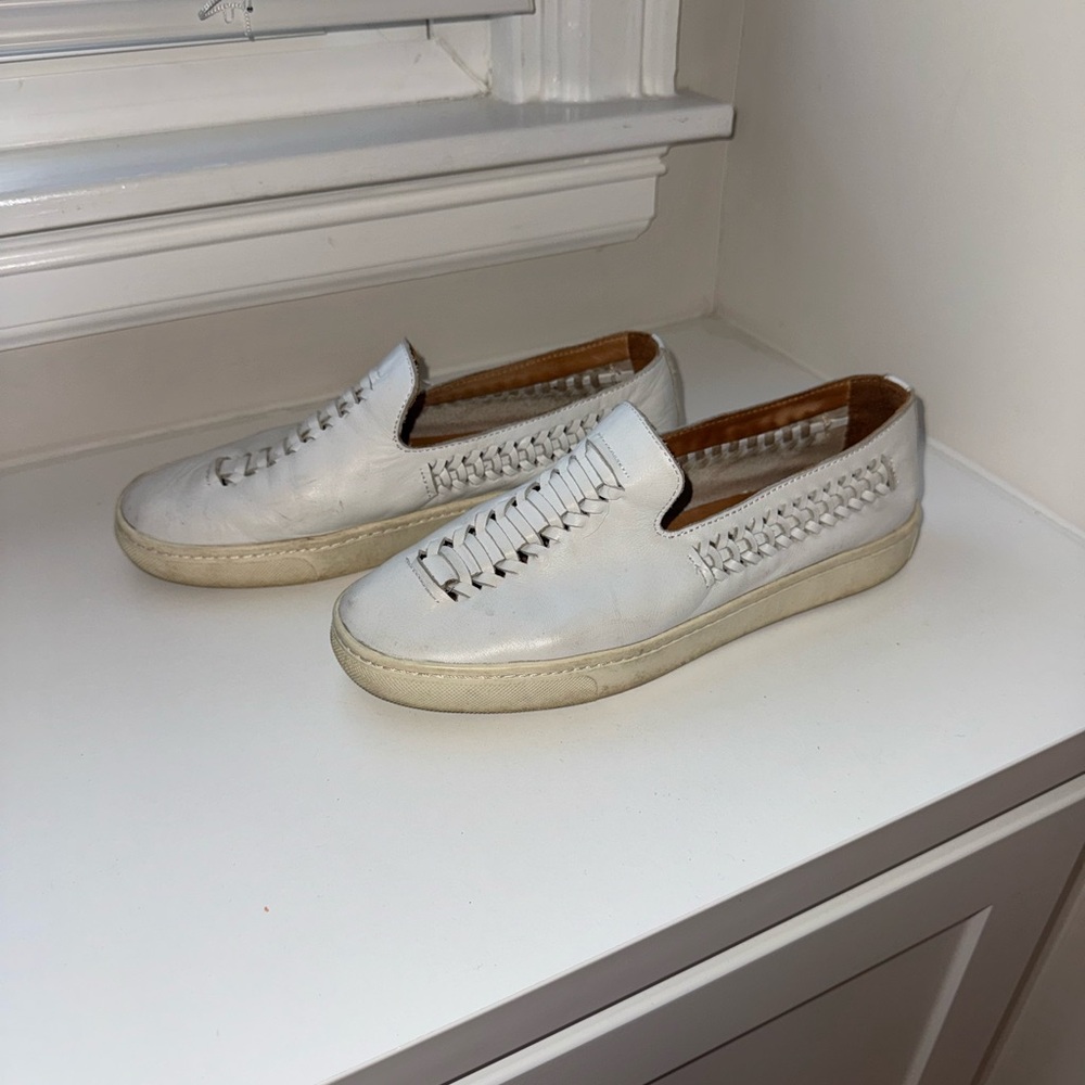 Soludos White Woven Womens Slip Ons